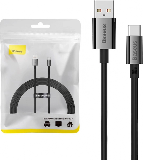Kabel ładujący i danych USB‑C Baseus z wyświetlaczem 100 W, 2 m, czarny