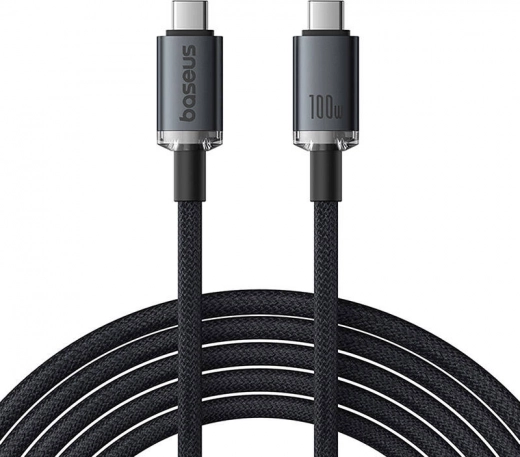 Baseus Crystal Shine kabel USB‑C do USB‑C 100 W, 1,5 m, 20 Gb/s (czarny)