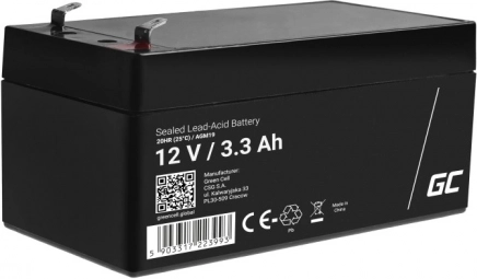 Bezobsługowy akumulator AGM VRLA Green Cell AGM41 12V 1,3Ah (do alarmu, kasy, zabawki)