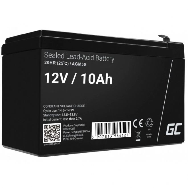 Akumulator AGM VRLA Green Cell AGM50 12V 10Ah (dla UPS, samochodzików, kosiarek do trawy)
