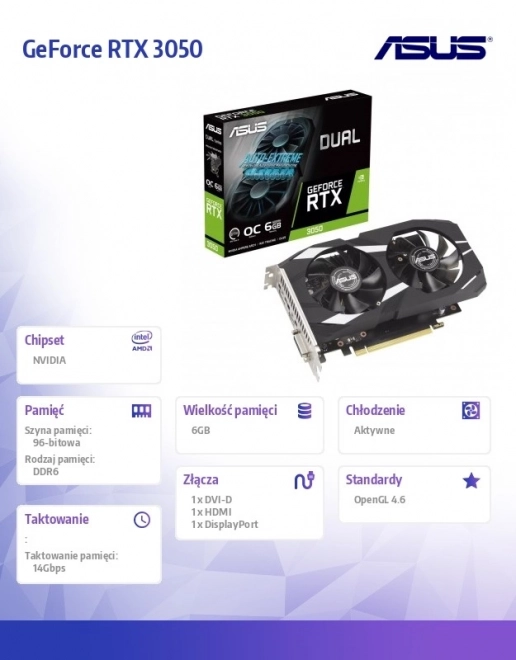 Karta graficzna ASUS GeForce RTX 3050 Dual OC 6GB GDDR6