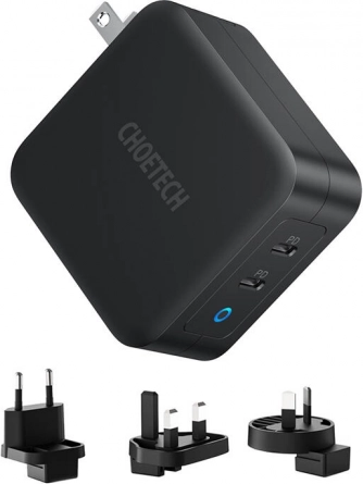choetech 100w gan podwójna ładowarka sieciowa usb‑c pd