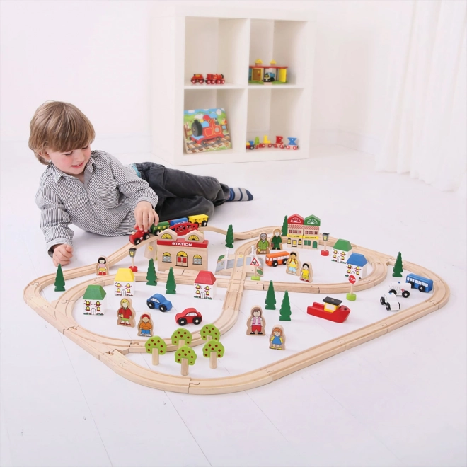 Bigjigs Rail Drewniana kolejka miasto i wieś 101 części