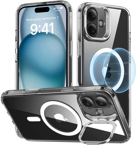 ESR Classic Hybrid HaloLock etui ze stojakiem do iPhone 16 Plus przezroczyste