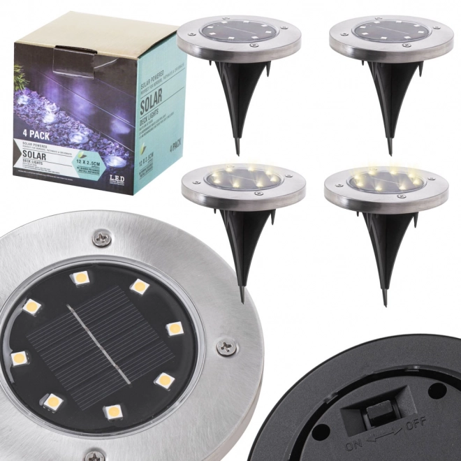 Ogrodowe oświetlenie solarne 8 LED 4szt - zimna biel