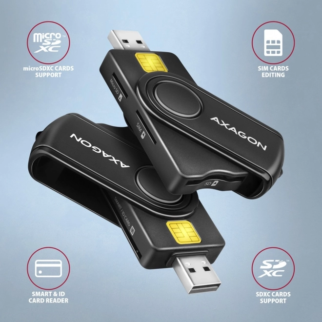 CRE-SMP2A ID i SD/microSD/SIM karta PocketReader USB