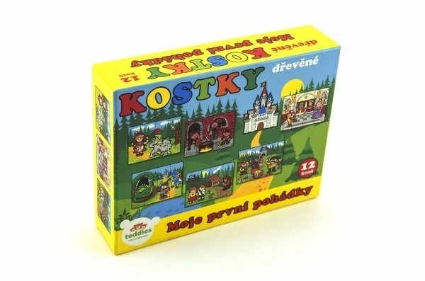 Drewniane kostki Moje pierwsze bajki 12 sztuk w pudełku 17x12,5x4cm
