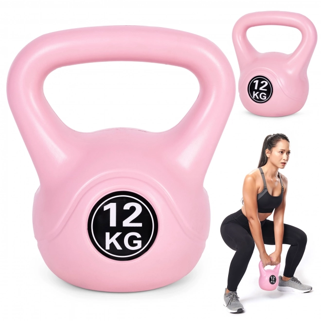 Kettlebell do ćwiczeń różowy - 12kg