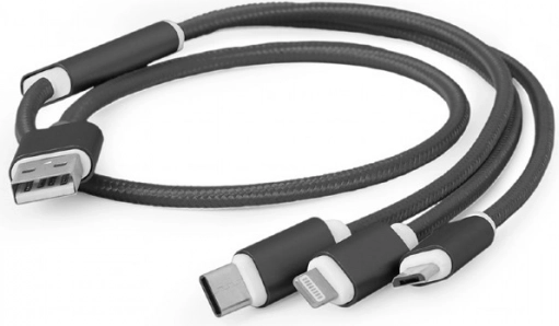 USB kabel ładujący 3w1, 1 m, czarny