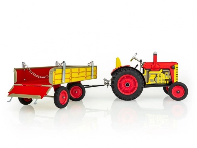 Traktor Zetor z przyczepką czerwoną na kluczyk metalowy 28cm Kovap w pudełku