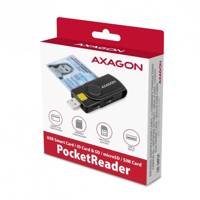 CRE-SMP2A ID i SD/microSD/SIM karta PocketReader USB