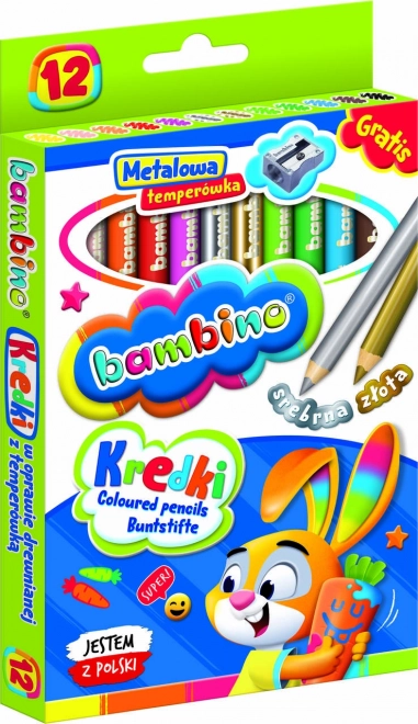 Kredki z temperówką Bambino - 12 sztuk