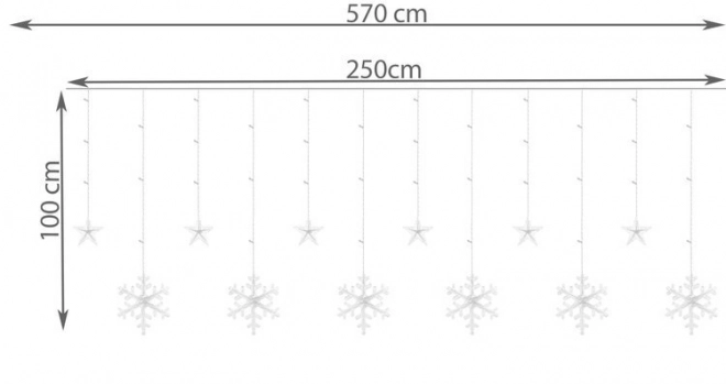 LED kolorowy zawieszka z płatkami śniegu i gwiazdkami - 5 m, 138 LED