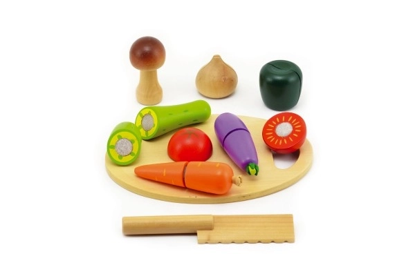 Warzywa do krojenia z deską do krojenia drewno 16 szt. 21,5x15x7cm w pudełku 24m+