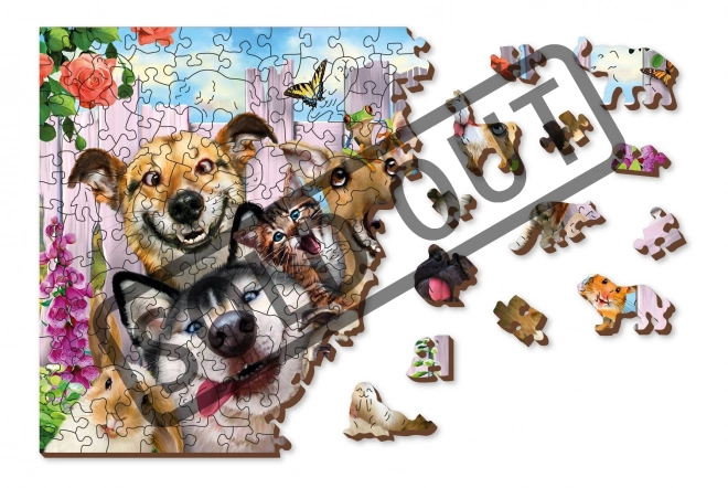 Wooden City drewniane puzzle Szalone Zwierzaki 2w1, 200 elementów EKO