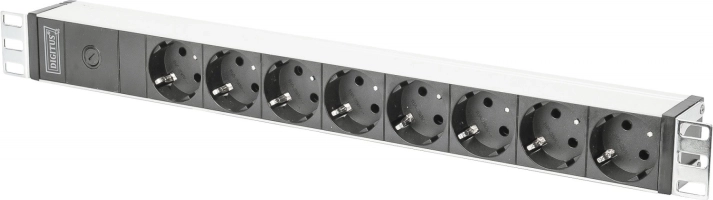 Listwa zasilająca PDU 19" Rack 8x gniazdo Schuko 2,0 m 1x wtyk C14 10A aluminiowa