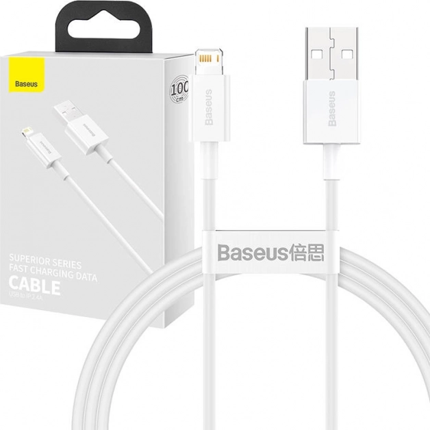 Baseus Superior kabel USB-A do Lightning 1 m, szybkie ładowanie 2,4 A (biały)