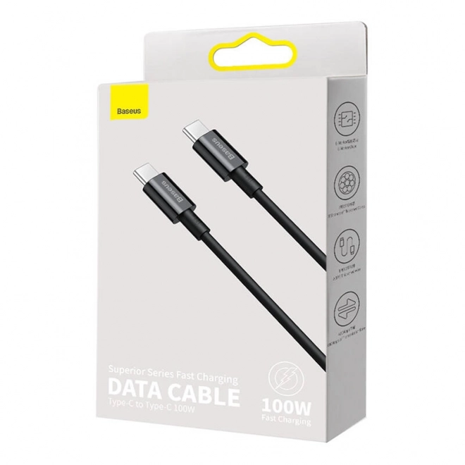 Kabel Baseus Superior Series USB-C na USB-C, 100W, 2m (czarny)