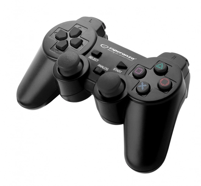 Gamepad czarny z wibracjami na PS3 i PC