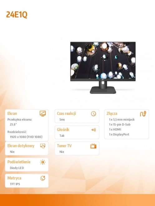Monitor AOC 23,8 IPS z DP i HDMI