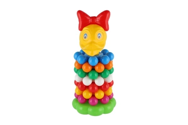 Układanka piramida z pierścieniami plastik 26cm w siatce 12m+