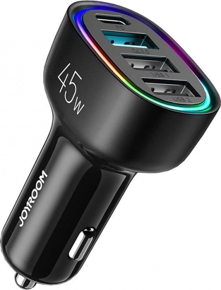 Ładowarka samochodowa Joyroom 4 porty USB-C PD i QC3.0 czarna