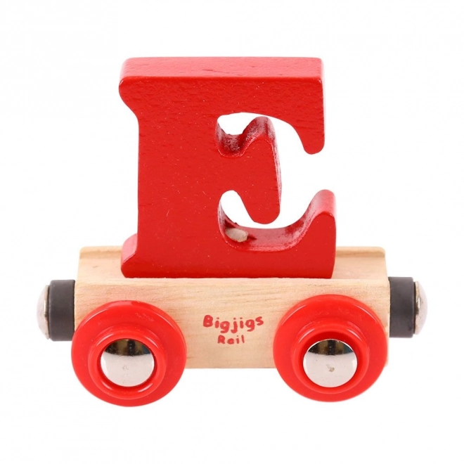 Drewniany wagonik Bigjigs Rail z literą E