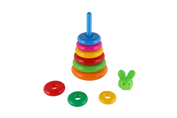 Piramidka składanka z plastikowymi krążkami 28cm assort 2 rodzaje w siatce 12m+