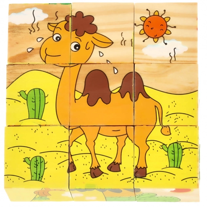 Drewniane edukacyjne puzzle Safari 3D 6w1