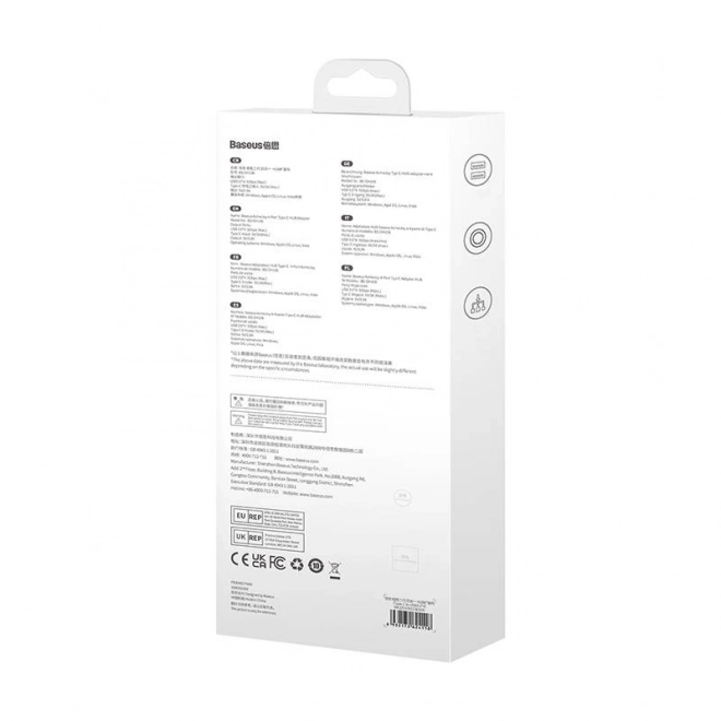 Baseus Hub USB-C na 4x USB 3.0 ciemnoszary