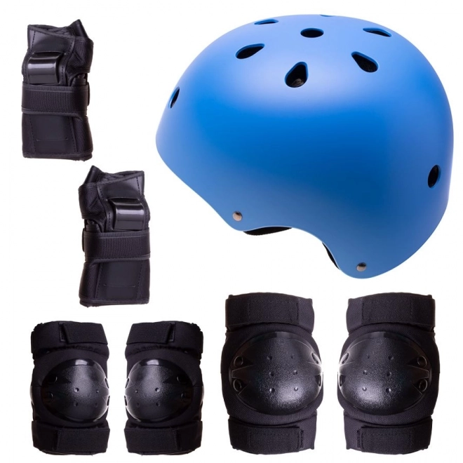 Kask + ochraniacze do jazdy na rolkach, deskorolce, rowerze - niebieski i czarny, rozmiar M