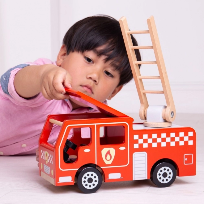 Bigjigs Toys Drewniane strażackie auto