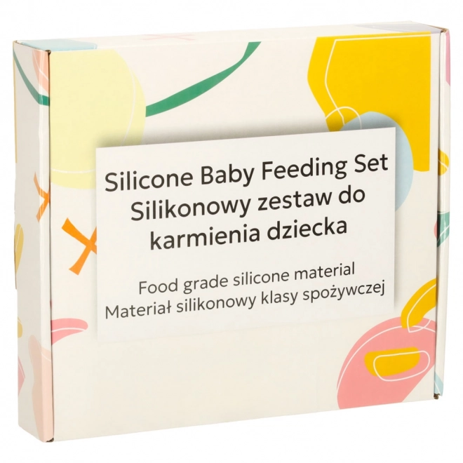 Jasnoniebieskie silikonowe naczynia Niedźwiadek - 4 części