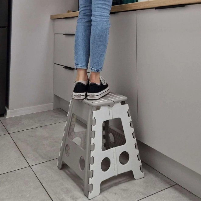 Składane antypoślizgowe stołek 39 cm jasno szary