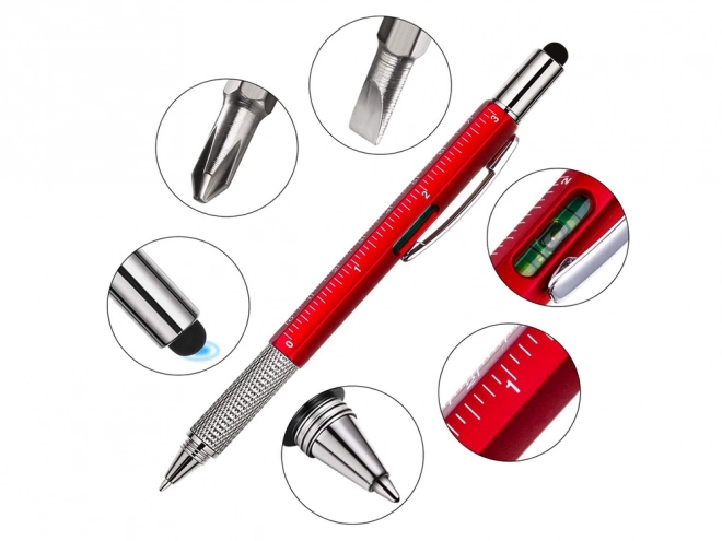 Wielofunkcyjne pióro multitool 6w1 z poziomicą