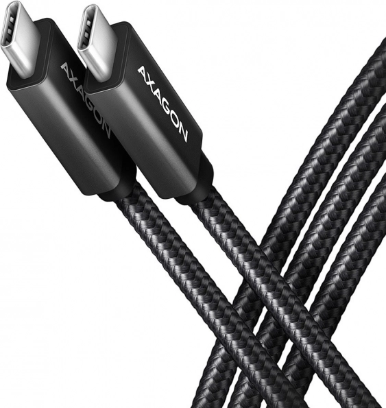 AXAGON USB‑C – USB‑C kabel 3.2 Gen 2, 1 m, PD 100 W, 5 A, 4K, aluminiowy, w oplocie, czarny