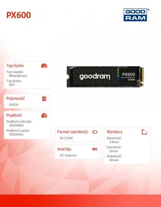 Dysk SSD Goodram PX600 250GB M.2 PCIe 4x4 NVMe 2280