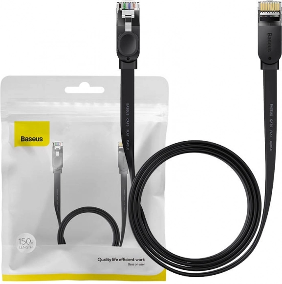 Płaski kabel ethernetowy BASEUS RJ45 CAT6 1,5 m czarny