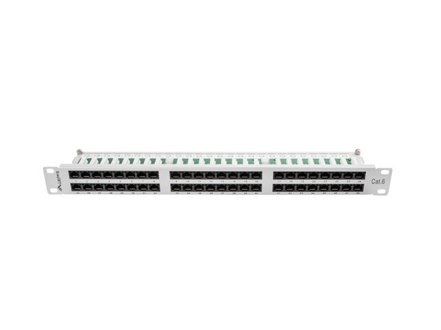 Patch panel 48 portów 1U kat.6 szary
