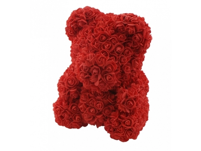 Walentynkowy czerwony miś z sercem z róż - 40 cm