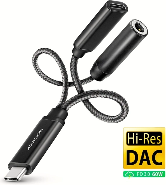 Zewnętrzna karta dźwiękowa USB‑C DAC 32‑bit 3,5 mm jack z Power Delivery 60 W