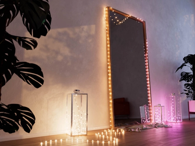 Łańcuchy inteligentnych światełek dekoracyjnych USB-C (Candies) 100 LED RGB, świeczki, zielony kabel, 6 m