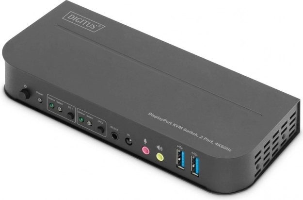 Digitus 2‑portowy przełącznik KVM DisplayPort na HDMI 4K 60 Hz z USB i audio