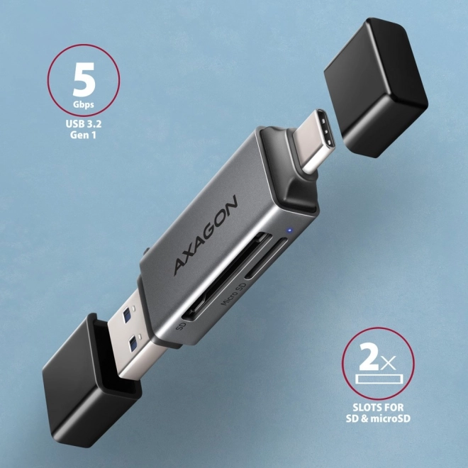 Zewnętrzny czytnik kart CRE-DAC USB3.2 Gen 1 Type-C + Type-A SD/microSD