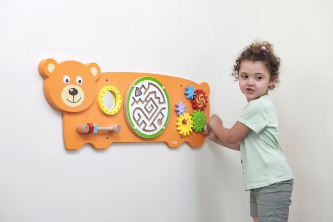 Drewniana sensoryczna tablica ścienna - miś