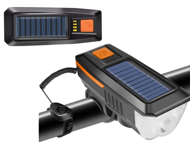 Przednie światło LED do roweru z ładowaniem solarnym i syreną