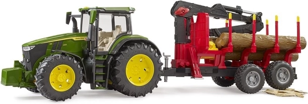 Bruder Traktor John Deere z tylną przyczepą i kłodami