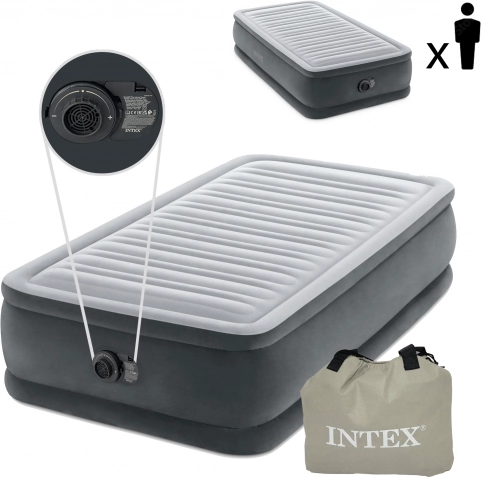 dmuchany materac jednoosobowy 191 × 99 cm z elektryczną pompką Intex Deluxe