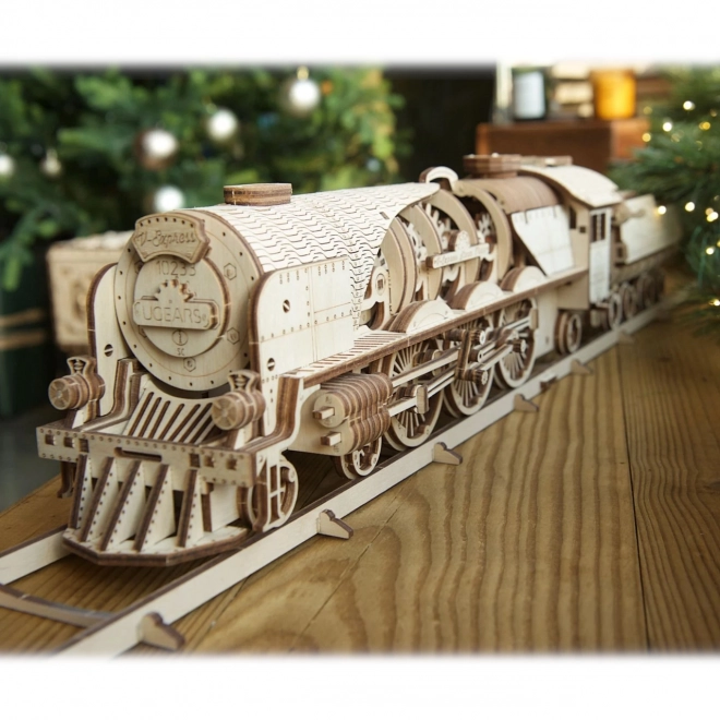 Ugears 3D puzzle - Lokomotywa V-express z wagonem 538 elementów