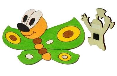 DoDo Drewniana ozdobna magnesa motyl zielony